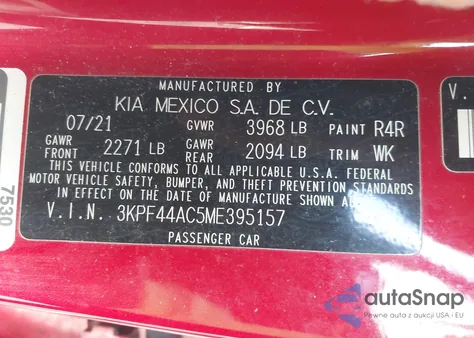 2021 Kia Forte Gt from USA, damaged, VIN 3KPF44AC5ME395157